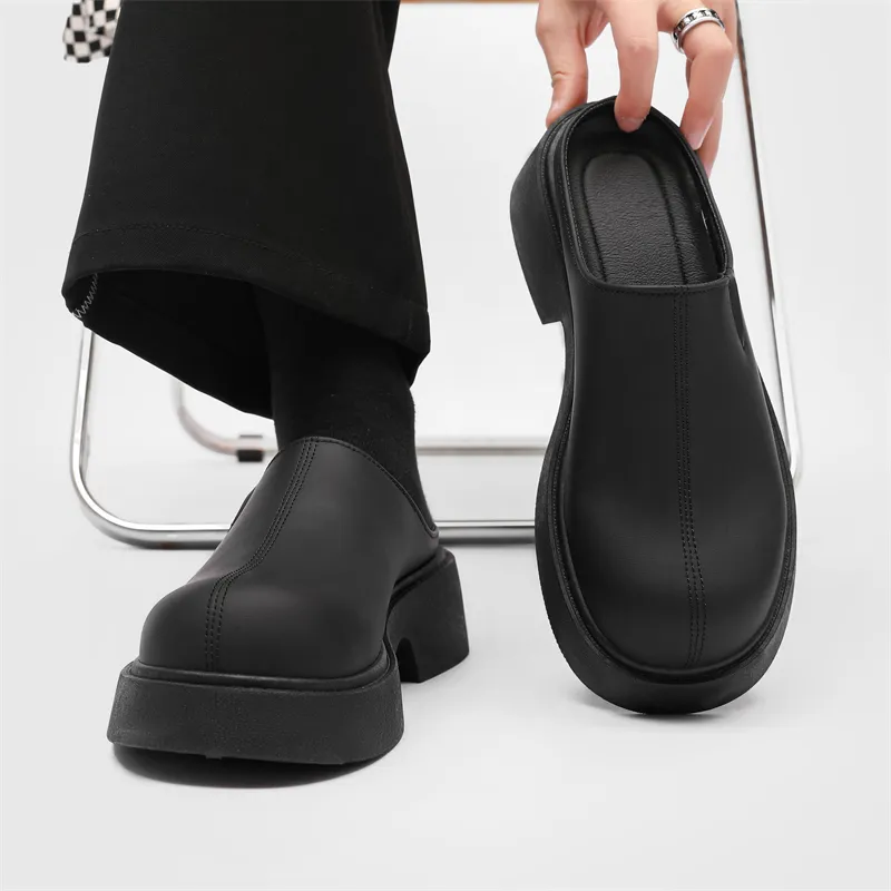 FCMM Rubber Sole Slip Resistant Abrasion Resistant Closed Toe Slippers Men's Black-1