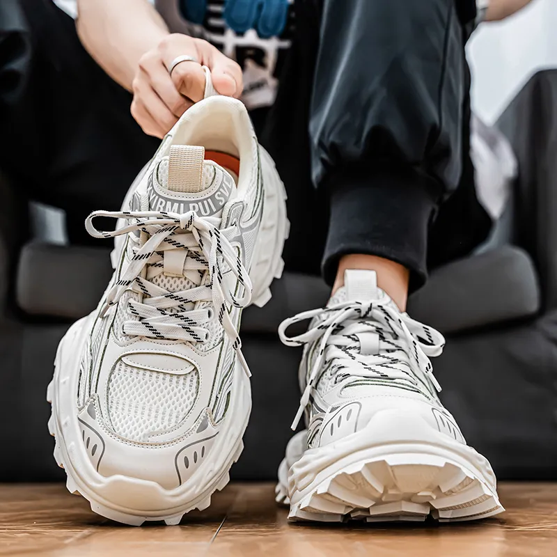 FCMM Slip Resistant, Abrasion Resistant, Breathable, Height Increasing Low Top Chunky Sneakers Men's-7