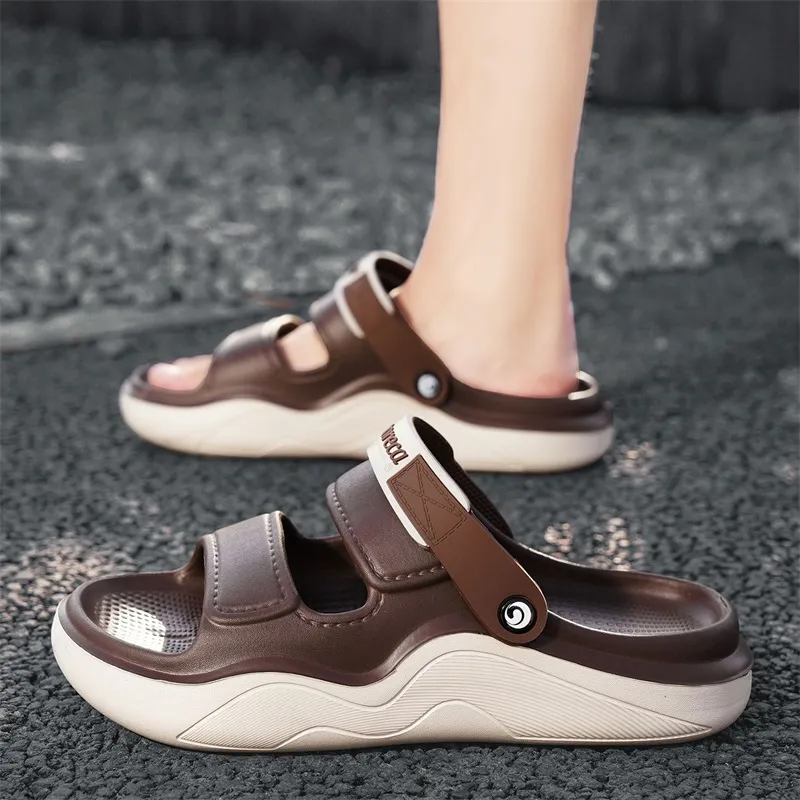 FCMM Beach Sandals Men Dark Gray / Coffee / Khaki-16