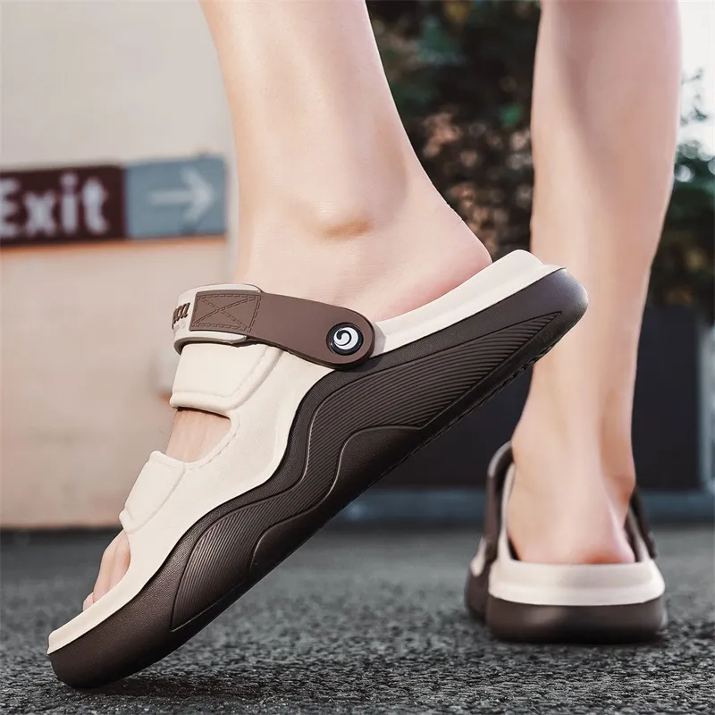 FCMM Beach Sandals Men Dark Gray / Coffee / Khaki-7