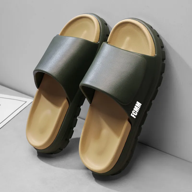 FCMM Slide Slippers Unisex Khaki Brown/Black White/Pure Black/Military Green Apricot-2
