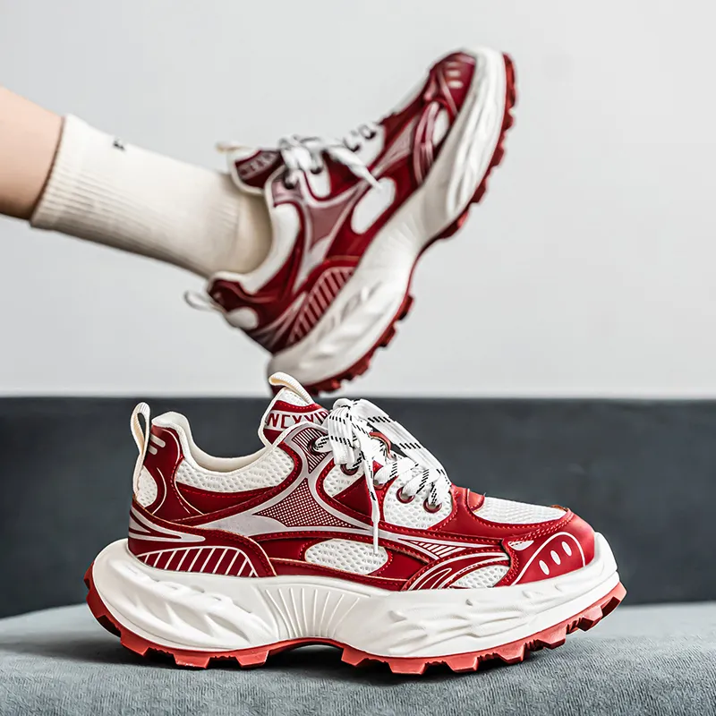 FCMM Slip Resistant, Abrasion Resistant, Breathable, Height Increasing Low Top Chunky Sneakers Men's-2