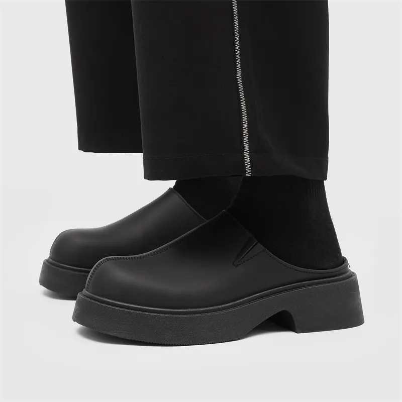 FCMM Rubber Sole Slip Resistant Abrasion Resistant Closed Toe Slippers Men's Black-5
