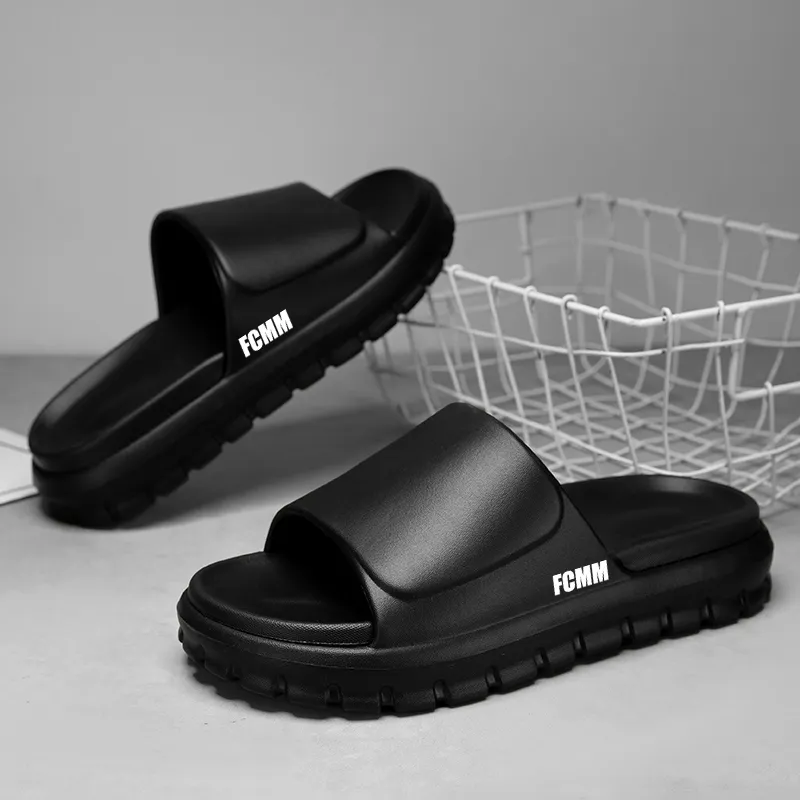 FCMM Slide Slippers Unisex Khaki Brown/Black White/Pure Black/Military Green Apricot-22