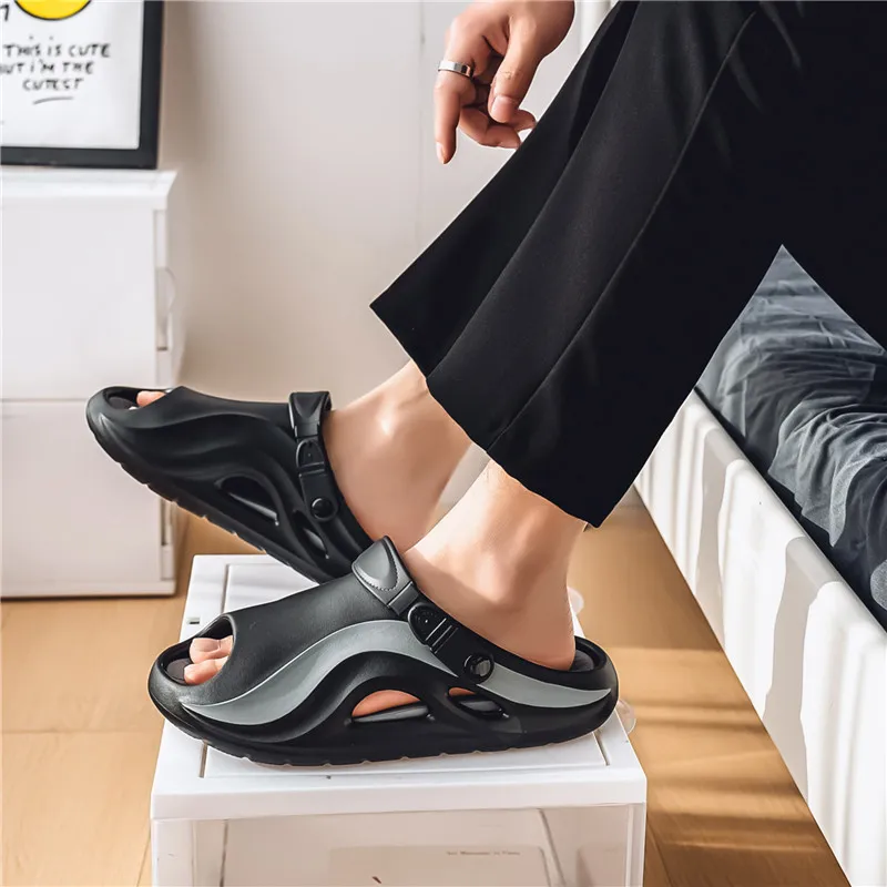 FCMM Beach Sandals Men Black Gray/Black Green/Khaki Gray/Khaki Brown-4