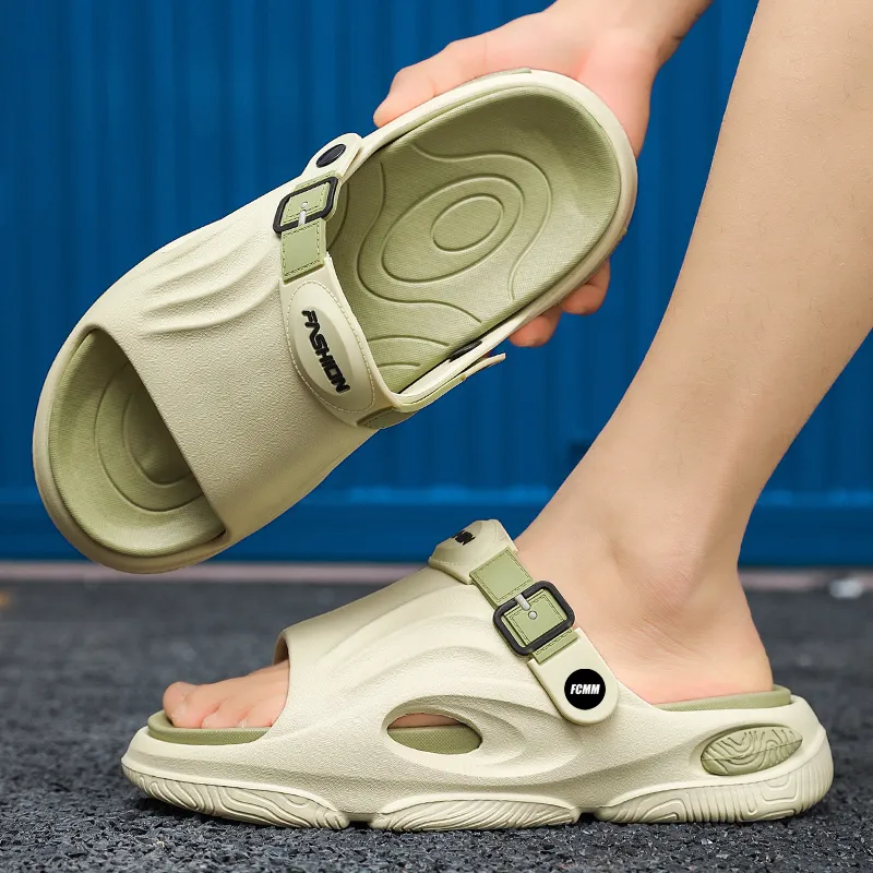 FCMM Beach Sandals Men Brown/Green/White-2