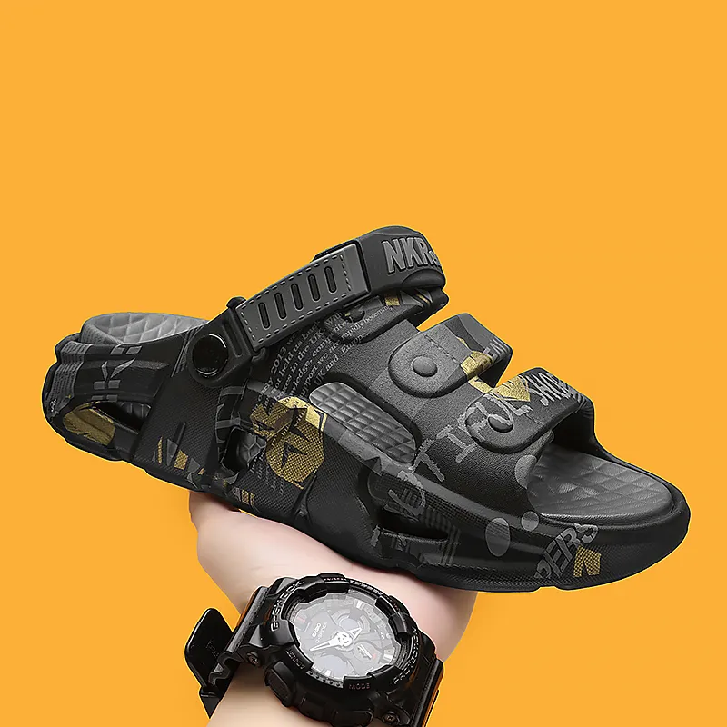 FCMM Beach Sandals Men Black Gray/Khaki/Green-1