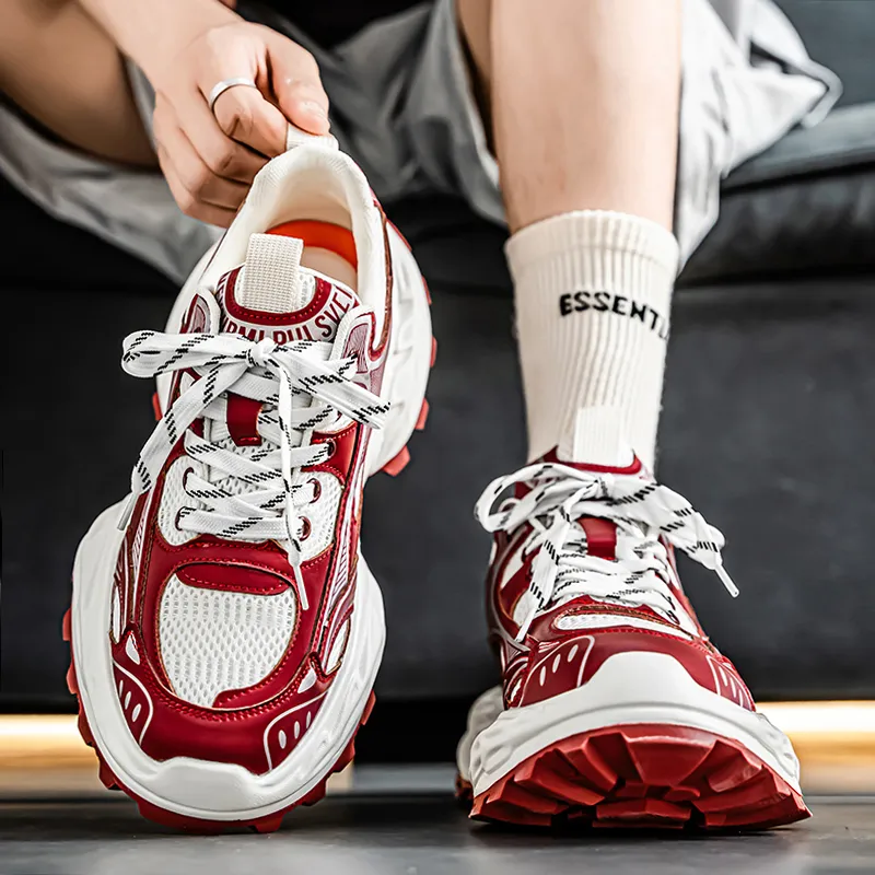 FCMM Slip Resistant, Abrasion Resistant, Breathable, Height Increasing Low Top Chunky Sneakers Men's-1