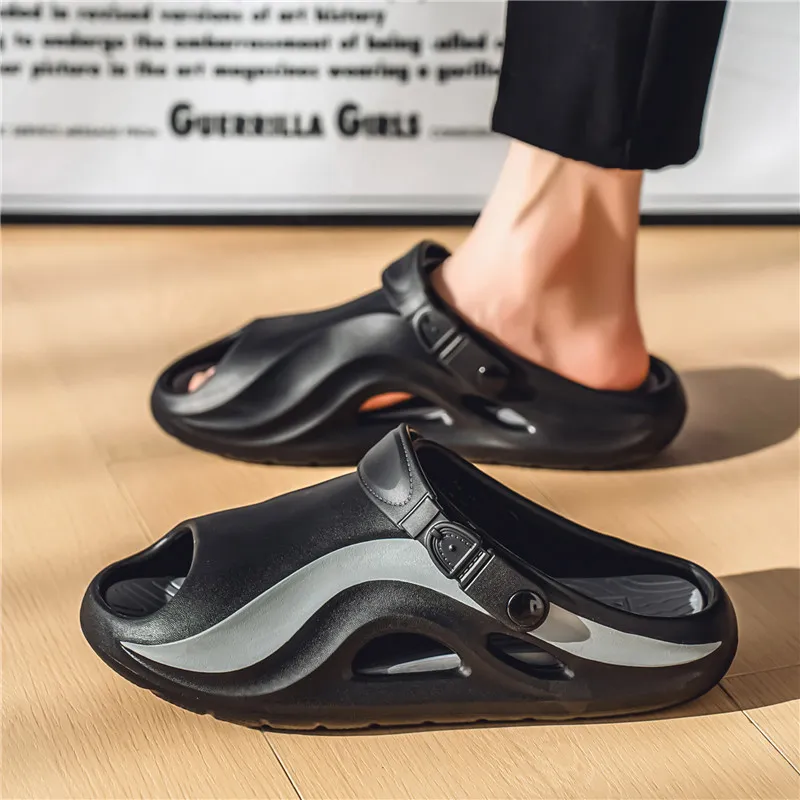 FCMM Beach Sandals Men Black Gray/Black Green/Khaki Gray/Khaki Brown-2