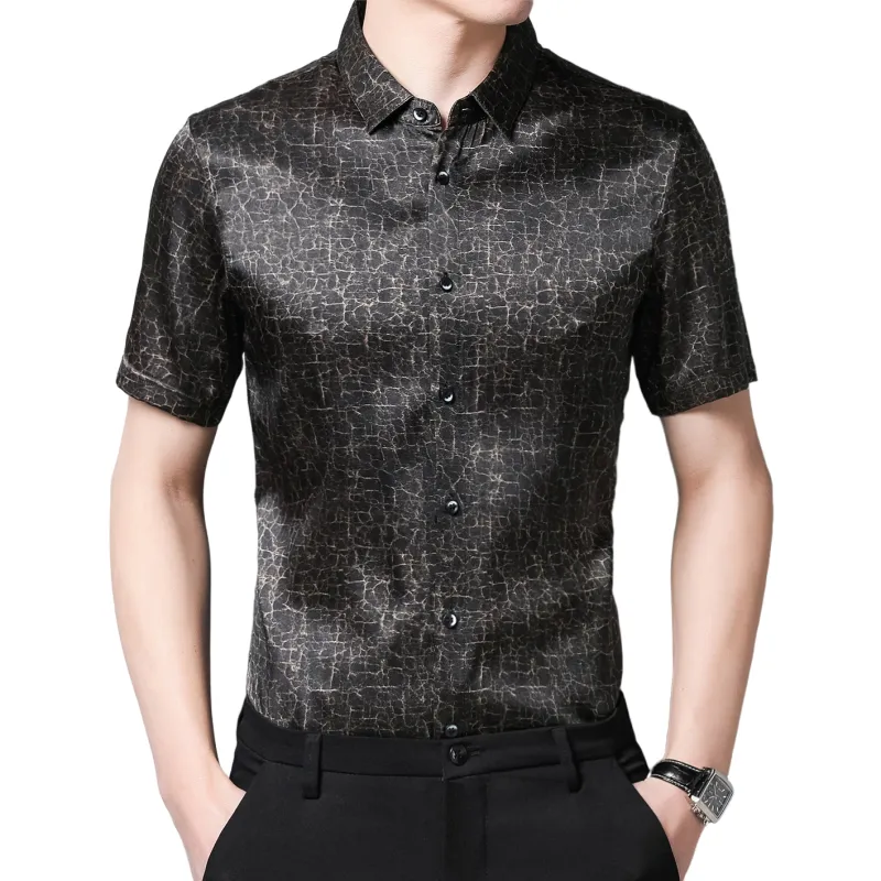 PIERRE CARDIN Shirt Men's Dull Rock Texture Black-4