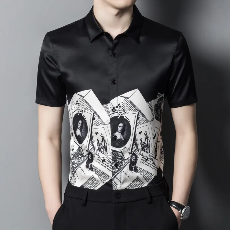 PIERRE CARDIN Shirt Men's Black White-2