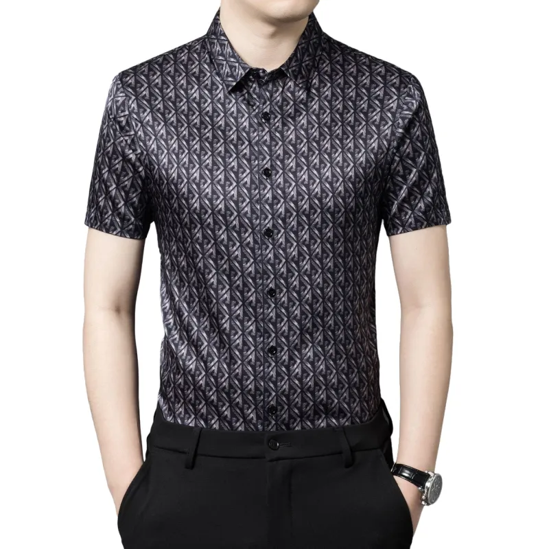 PIERRE CARDIN Shirt Men's Diamond Black Silver-3