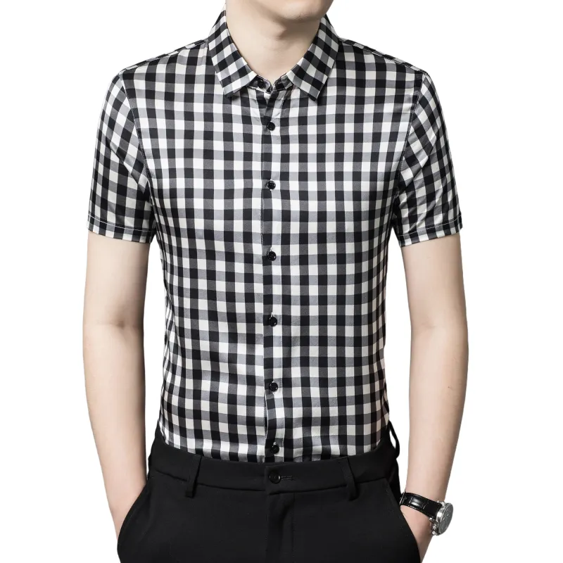PIERRE CARDIN Shirt Men's Black White Plaid-3