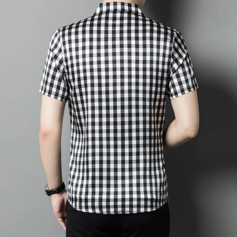 PIERRE CARDIN Shirt Men's Black White Plaid-2