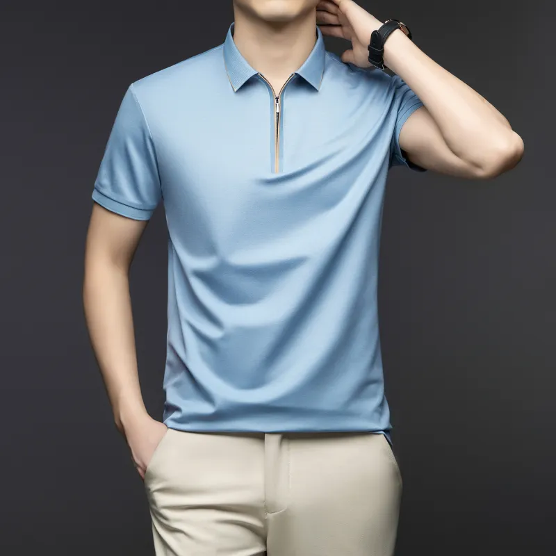 PIERRE CARDIN Polo Shirt Men's Light Sky Blue-4