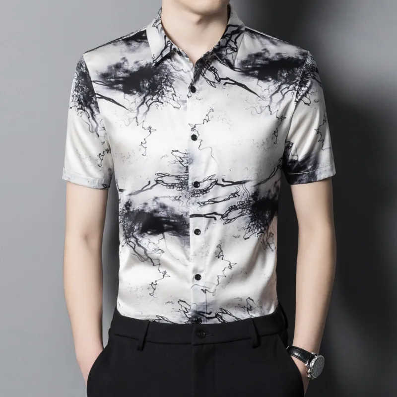 PIERRE CARDIN Shirt Men's Black White-1