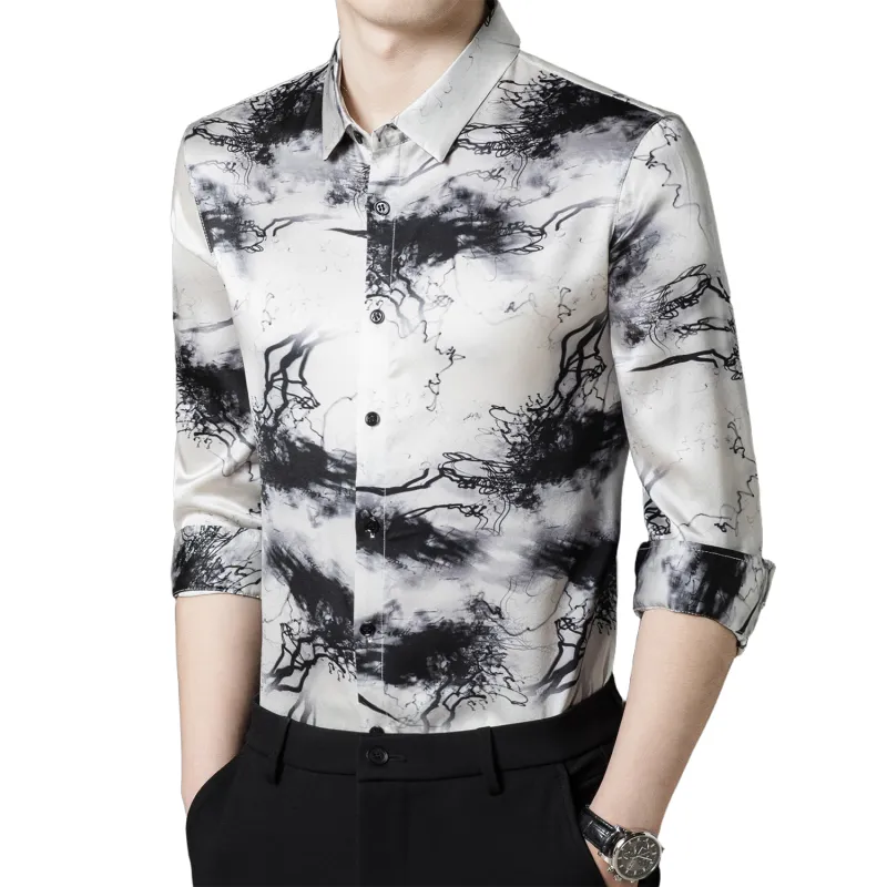 PIERRE CARDIN Shirt Men's Black White-2