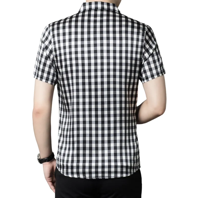PIERRE CARDIN Shirt Men's Black White Plaid-4