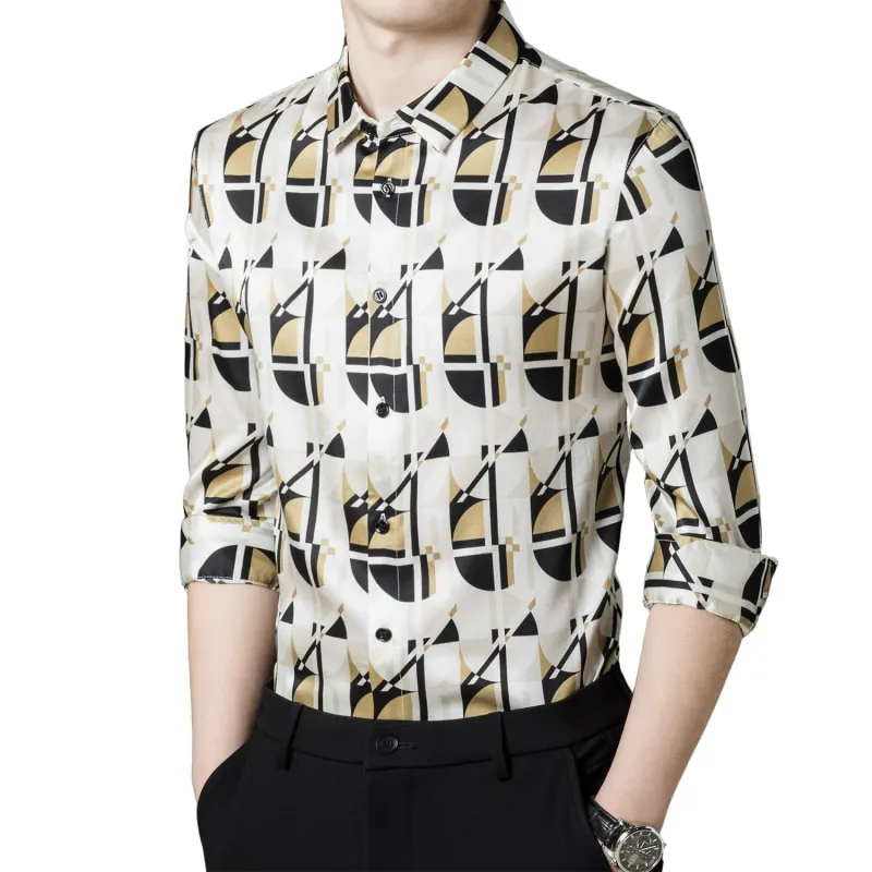 PIERRE CARDIN Shirt Men's Camel Black-2