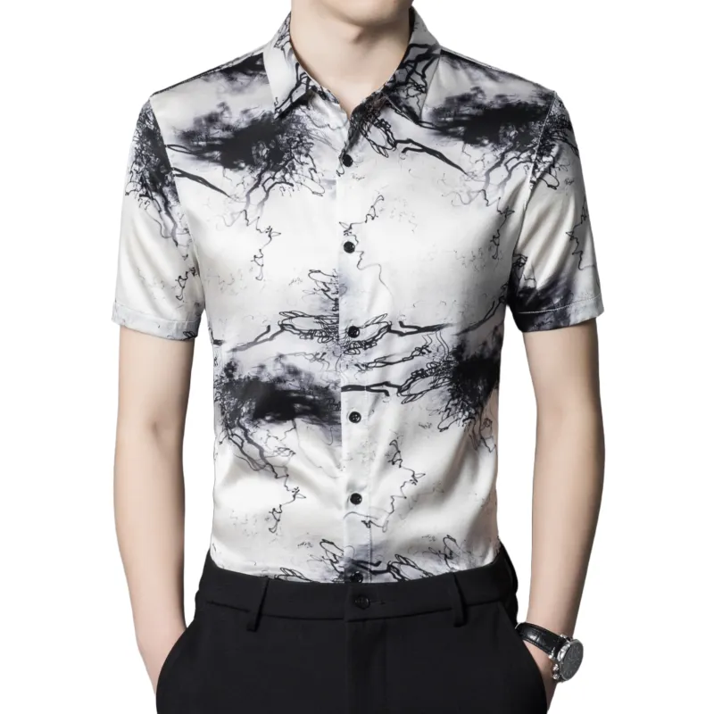 PIERRE CARDIN Shirt Men's Black White-4