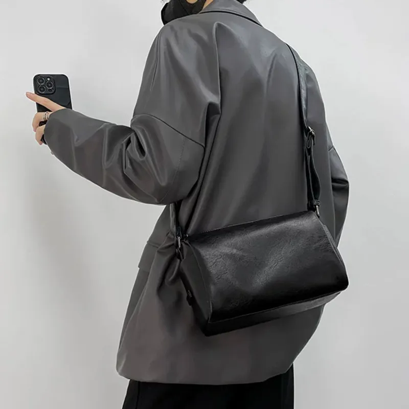 Slazenger PU Adjustable Strap Street Style Shoulder Bag Crossbody Bag Regular Unisex Black/Dark Gray/Khaki-6