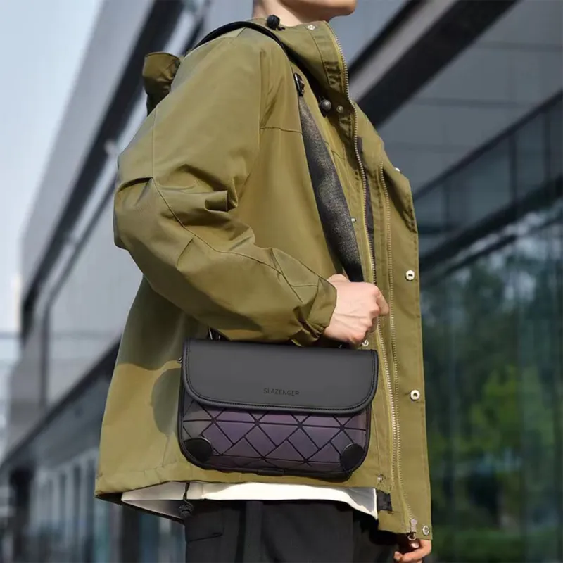 Slazenger PU Messenger Bag Crossbody Bags Regular Men's Black/Gray/Dazzling Color-13