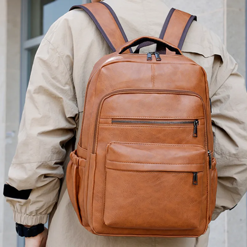 Slazenger PU Backpack Regular Unisex Black/Dark Brown/Light Brown-10