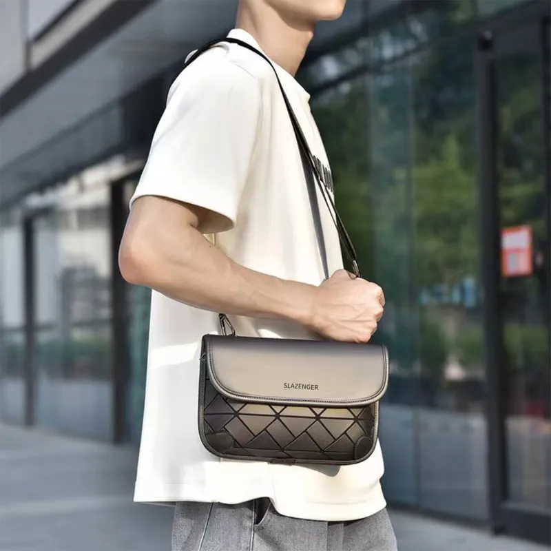 Slazenger PU Messenger Bag Crossbody Bags Regular Men's Black/Gray/Dazzling Color-8