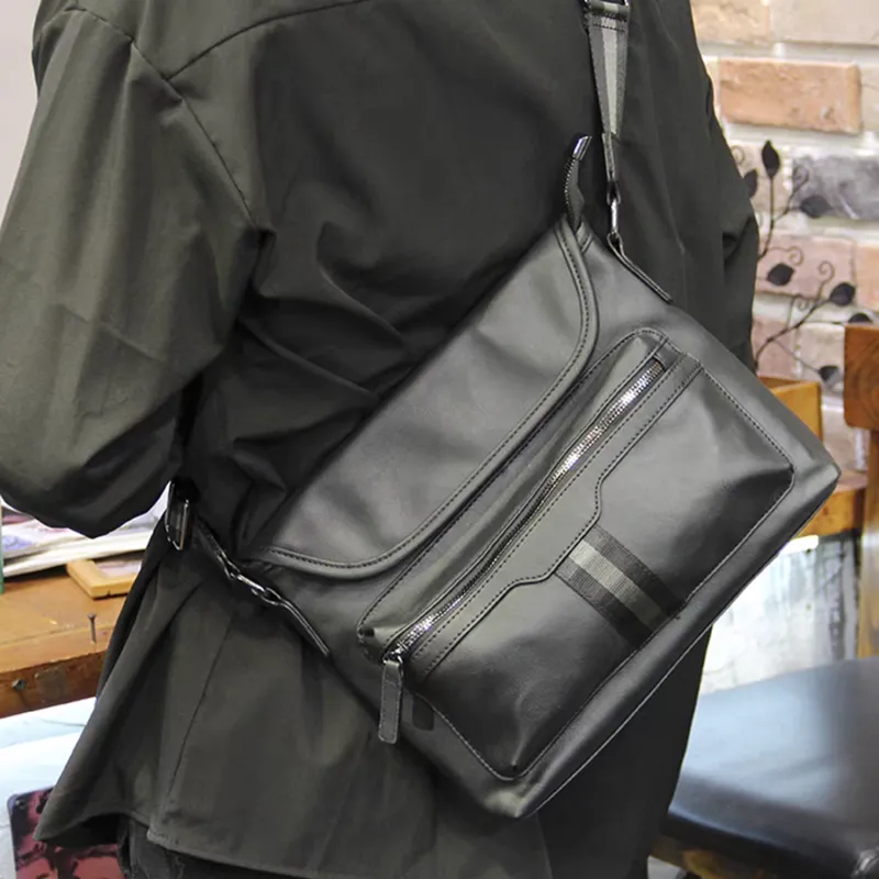 Slazenger PU Shoulder Bag, Crossbody Bag Men's Gray Black-6