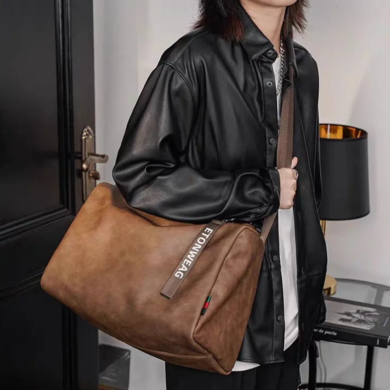 Slazenger Soft PU Leather Cell Phone Pouch Casual Workwear Messenger Bag Crossbody Bag Regular Men's Black Gray Khaki-8