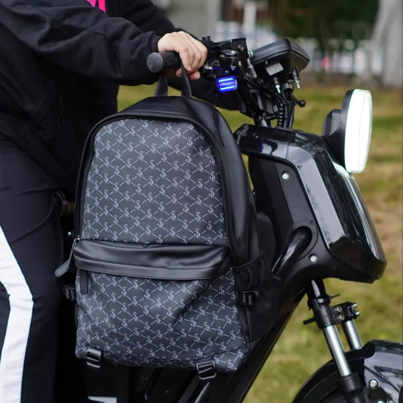 Slazenger Soft Leather Backpack Regular Men's Pattern Black-6