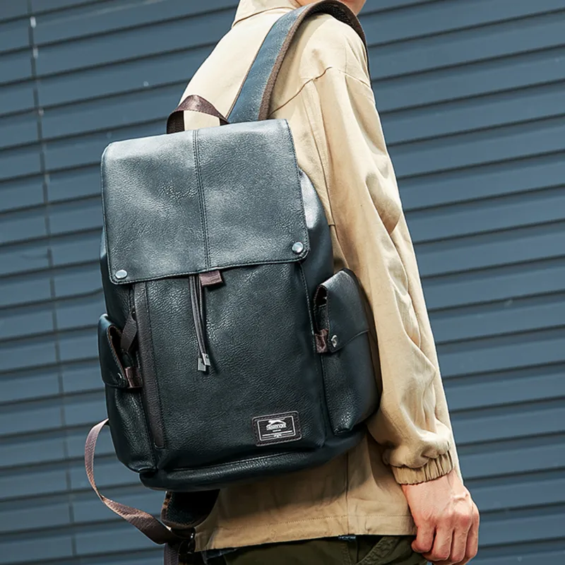 Slazenger PVC Soft Leather Backpack Unisex Cool Black-5