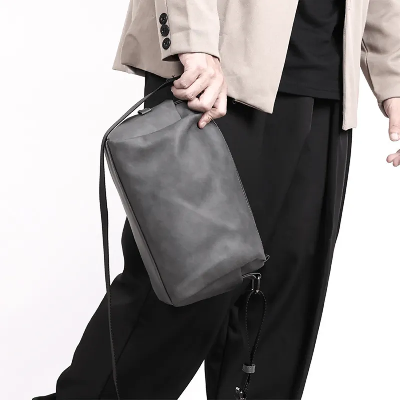 Slazenger PU Adjustable Strap Street Style Shoulder Bag Crossbody Bag Regular Unisex Black/Dark Gray/Khaki-3