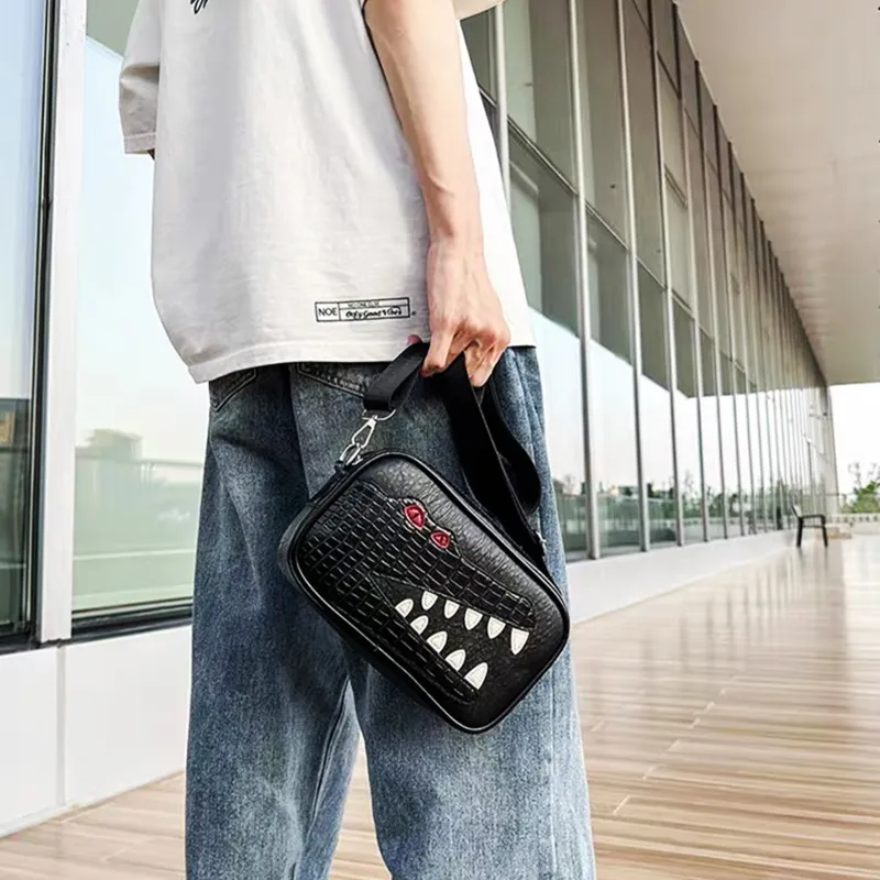 PULUWIRR PU Fanny Pack, Camera Bag, Sling Bag, Crossbody Bag, Shoulder Bag Regular Unisex Black/Brown-5