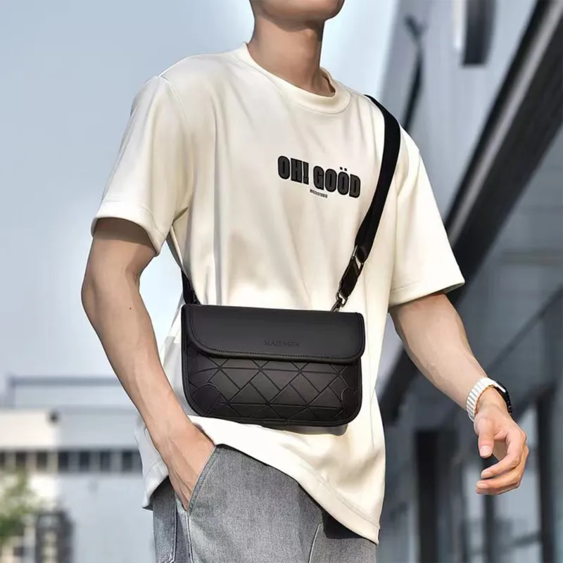 Slazenger PU Messenger Bag Crossbody Bags Regular Men's Black/Gray/Dazzling Color-3