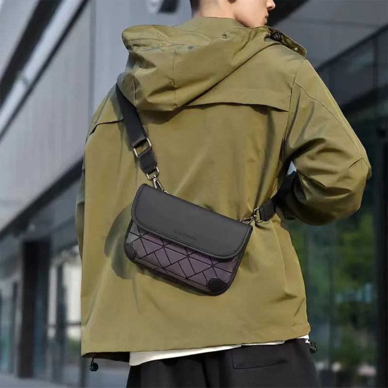 Slazenger PU Messenger Bag Crossbody Bags Regular Men's Black/Gray/Dazzling Color-12