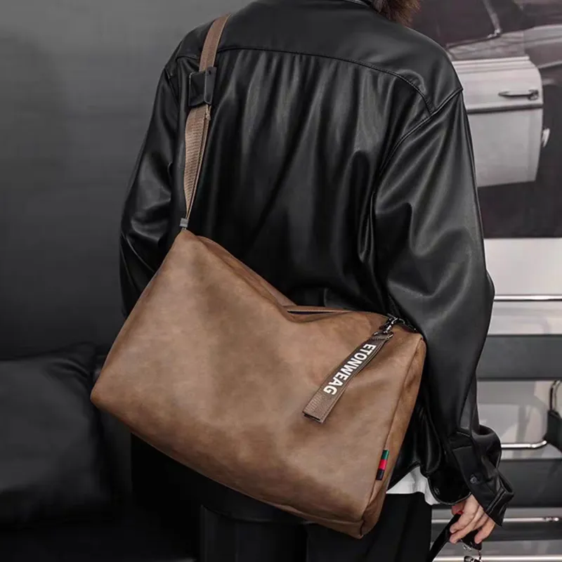 Slazenger Soft PU Leather Cell Phone Pouch Casual Workwear Messenger Bag Crossbody Bag Regular Men's Black Gray Khaki-9