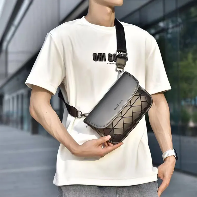 Slazenger PU Messenger Bag Crossbody Bags Regular Men's Black/Gray/Dazzling Color-9