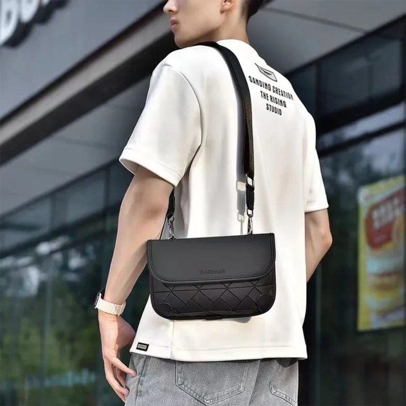 Slazenger PU Messenger Bag Crossbody Bags Regular Men's Black/Gray/Dazzling Color-5