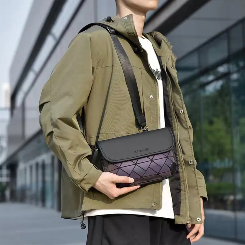 Slazenger PU Messenger Bag Crossbody Bags Regular Men's Black/Gray/Dazzling Color-14