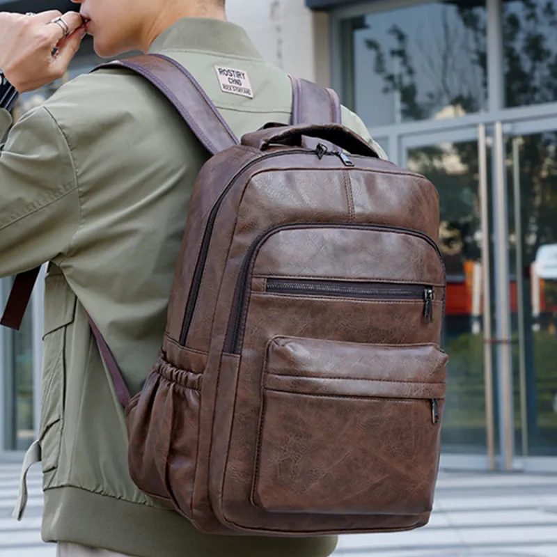 Slazenger PU Backpack Regular Unisex Black/Dark Brown/Light Brown-6