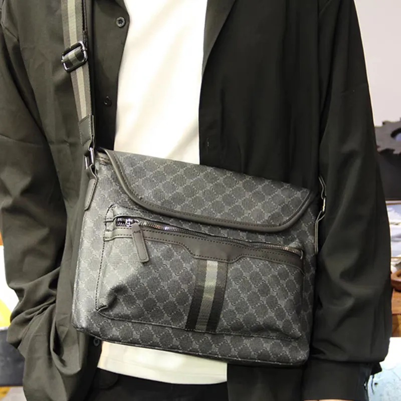 Slazenger PU Shoulder Bag, Crossbody Bag Men's Gray Black-2