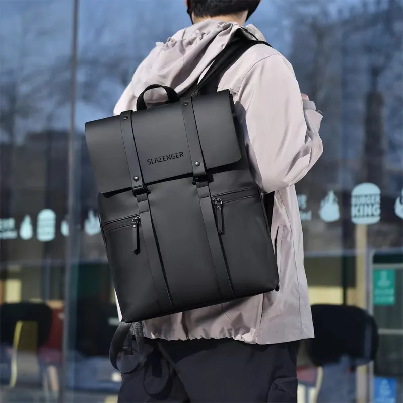 Slazenger PU Backpack Regular Unisex Obsidian Black-13
