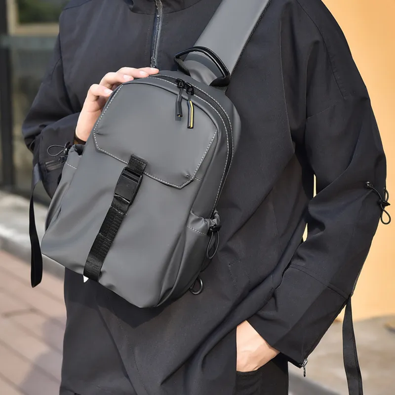 Slazenger Nylon Shoulder Bag Crossbody Bag Fanny Pack Sling Bag Regular Unisex Black/Gray/Blue-6