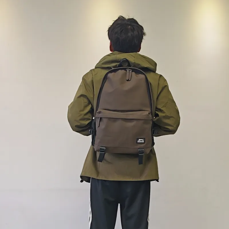 Slazenger Premium PU Backpack Large Size Men's Obsidian Black/Maillard Style Brown-9