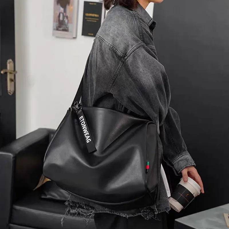 Slazenger Soft PU Leather Cell Phone Pouch Casual Workwear Messenger Bag Crossbody Bag Regular Men's Black Gray Khaki-2