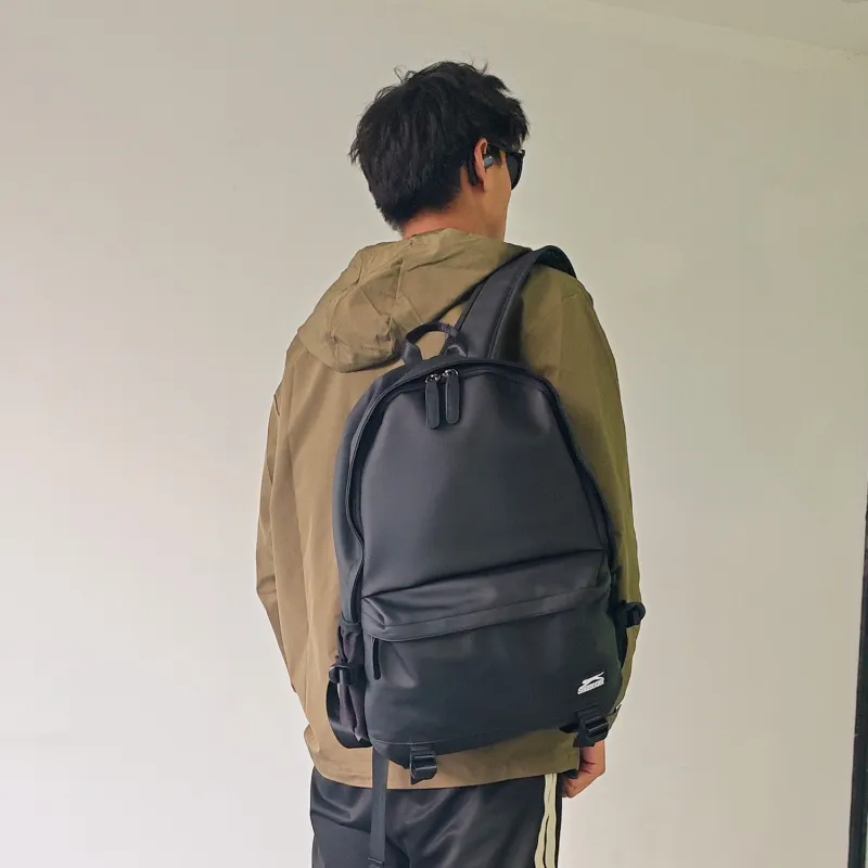 Slazenger Premium PU Backpack Large Size Men's Obsidian Black/Maillard Style Brown-4