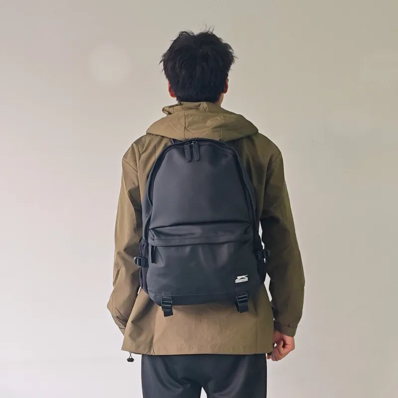 Slazenger Premium PU Backpack Large Size Men's Obsidian Black/Maillard Style Brown-3