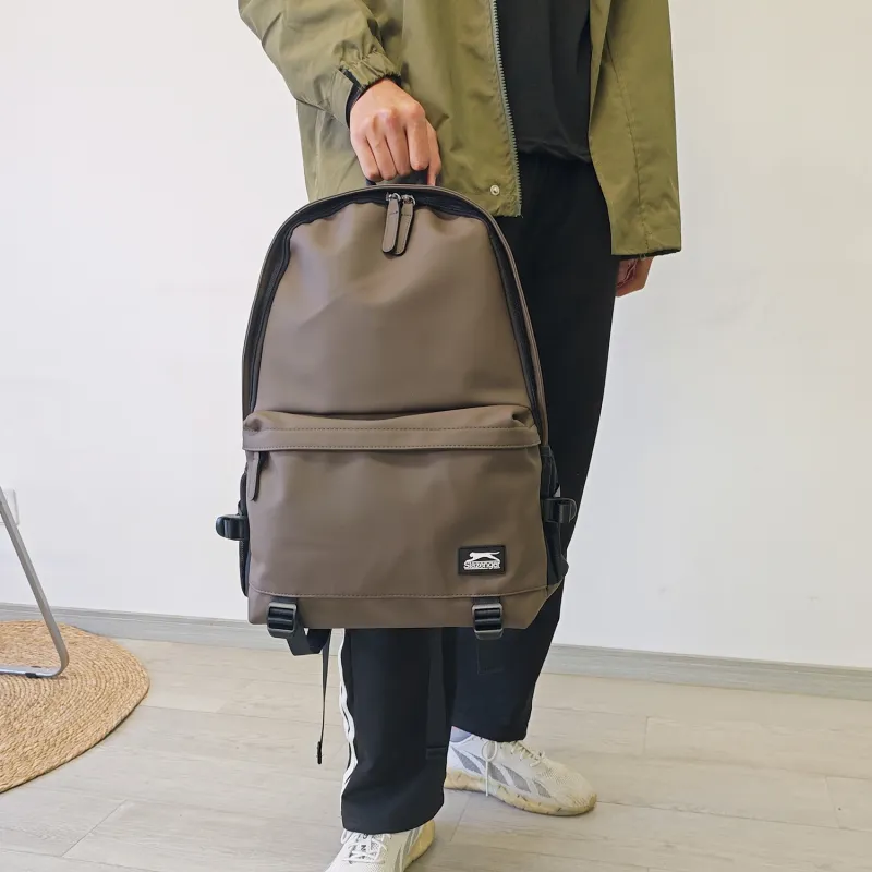 Slazenger Premium PU Backpack Large Size Men's Obsidian Black/Maillard Style Brown-10