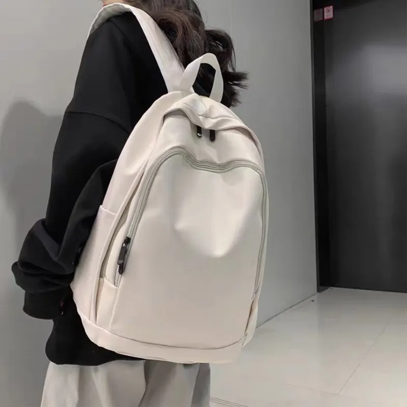 Slazenger Minimalist Soft Leather Travel Student Backpack Unisex Black/White Dark Brown-12
